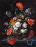 Natuurstilleven met bloemen en een horloge - Abraham Mignon — weergave van het kunstwerk