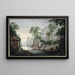 van oude grafmonumenten in een rivierlandschap - Abraham Rademaker — ingelijst kunstwerk aan de muur