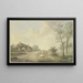 van een schilderij dicht bij een pad, vier koeien bij boerderijen - Abraham Teerlink — ingelijst kunstwerk aan de muur