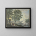 Een herder ontmoet links een melkster, rechts in een bootje drie vissers en een man in uniform achter een wilg. - Abraham Teerlink — ingelijst kunstwerk aan de muur