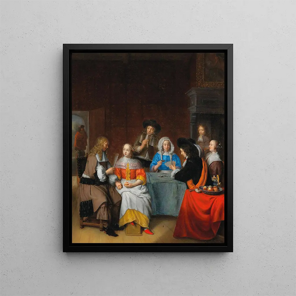 Abraham Van Dijck - An Interior With An Elegant Company Playing Cards.webp