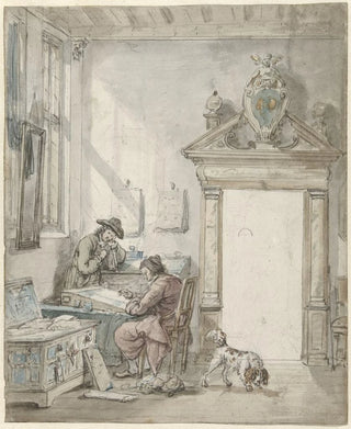 Abraham Van Strij - Interieurscne met schrijvende man aan een lessenaar.webp