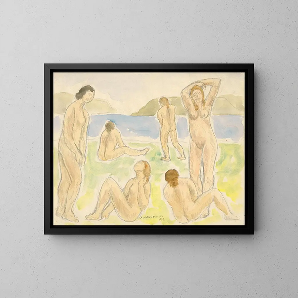 Bathers - Abraham Walkowitz — framed artwork on a wall