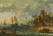 Scheepvaartschepen voor anker bij een rotsachtige kust met vissers die hun vangst lossen - Abraham Willaerts — weergave van het kunstwerk