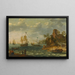 Scheepvaartschepen voor anker bij een rotsachtige kust met vissers die hun vangst lossen - Abraham Willaerts — ingelijst kunstwerk aan de muur