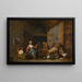 Binnenkant met een moeder die draad weeft bij een wieg - Abraham Willemsens — ingelijst kunstwerk aan de muur