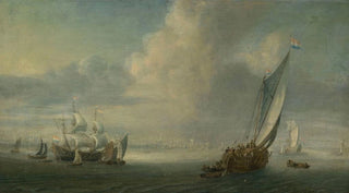 Abraham de Verwer - Marine view with a port in the background.webp