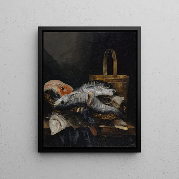 Dead Fish - Abraham van Beyeren — framed artwork on a wall