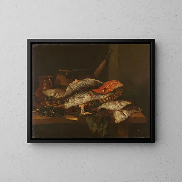 Nature morte avec du poisson - Abraham van Beyeren — framed artwork on a wall