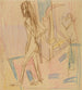 Acte vrouwelijk staand op tapijt - Ernst Ludwig Kirchner — weergave van het kunstwerk
