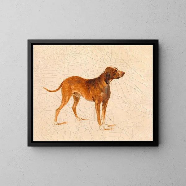 Hunting Dog Painting - Adalbert Stifter — framed artwork on a wall