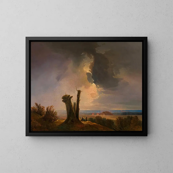 Landscape painting of western Hungary, view from the Leithagebirge - Adalbert Stifter — framed artwork on a wall