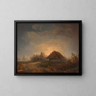Adalbert Stifter - Westungarische Landschaft mit Htten und aufgehendem Mond.webp
