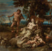 Adam en Eva met de kinderen Kaïn en Abel - Lorenzo De Ferrari — weergave van het kunstwerk