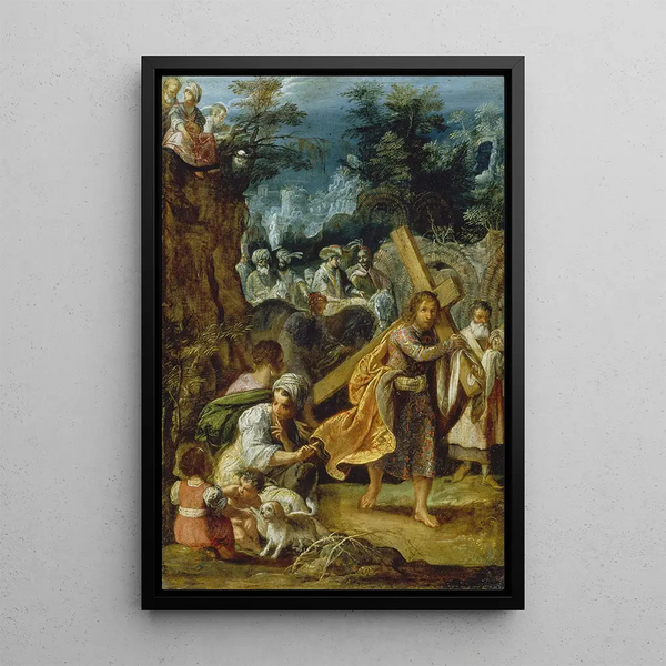 Emperor Heraclius' Entry into Jerusalem - Adam Elsheimer — framed artwork on a wall