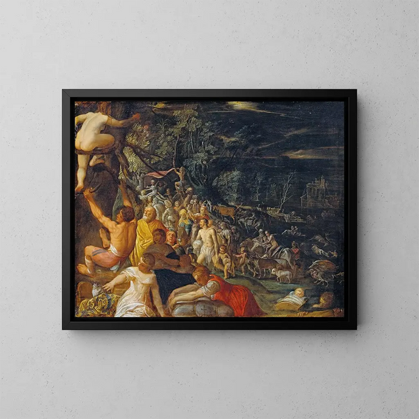 The Deluge - Adam Elsheimer — framed artwork on a wall