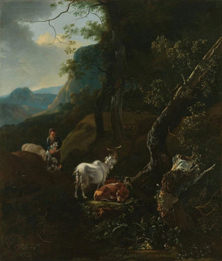 Adam Pynacker - A Sherpherdess with Animals in a Mountainous Landscape.webp