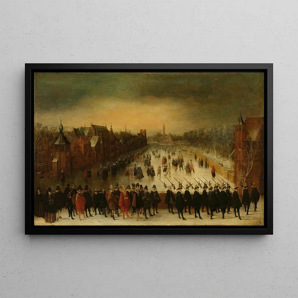 Adam van Breen - The Vijverberg The Hague in Winter with Prince Maurits and his Retinue in the Foreground.webp