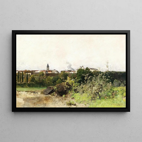 View of Enns on the Danube - Adolf Ditscheiner — framed artwork on a wall