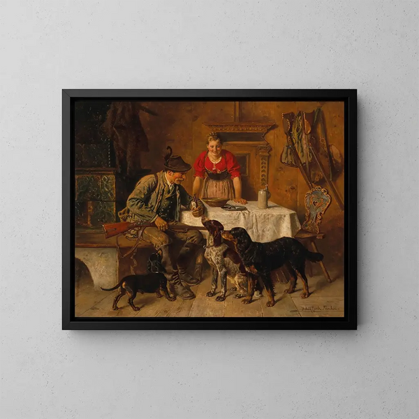 En route pour la chasse - Adolf Eberle — framed artwork on a wall