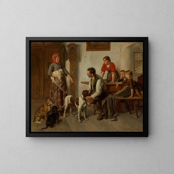 The Dog Seller - Adolf Eberle — framed artwork on a wall