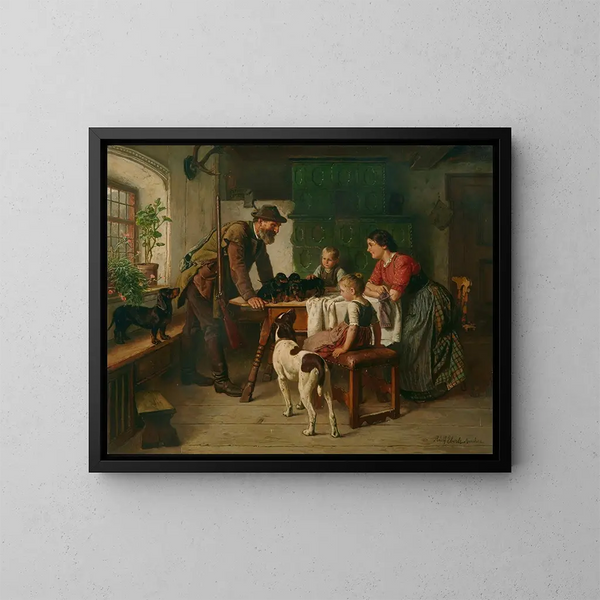 Les nouveaux membres de la famille - Adolf Eberle — framed artwork on a wall