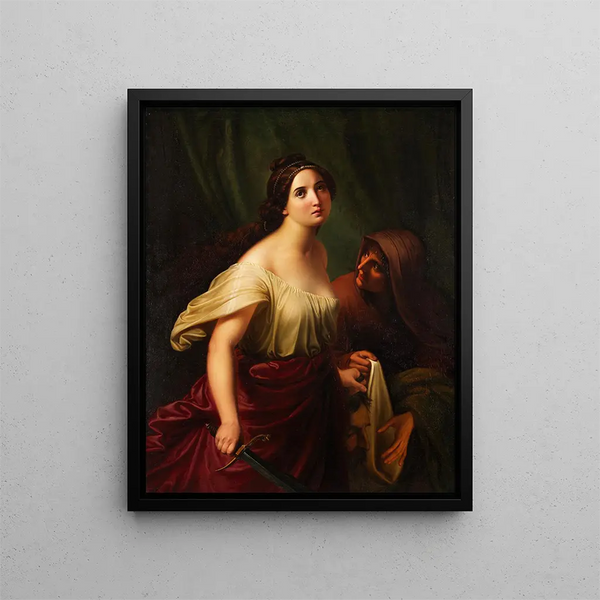 Judith met het hoofd van Holofernes - Adolf Gottlob Zimmermann — ingelijste kunstdruk aan de muur