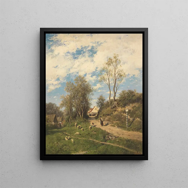 Morning Spring Painting - Adolf Heinrich Lier — framed artwork on a wall