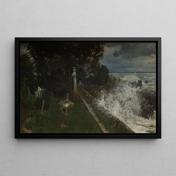 Cemetery by the sea Seefriedhof - Adolf Hirémy-Hirschl — framed artwork on a wall