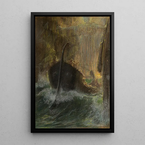 Between Scylla and Charybdis - Adolf Hirémy-Hirschl — framed artwork on a wall