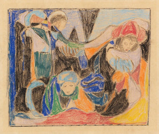 Drie figuren in een landschap - Adolf Hölzel — weergave van het kunstwerk