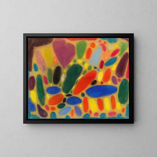 Composition colorée avec des formes rondes et ovales - Adolf Hölzel — framed artwork on a wall