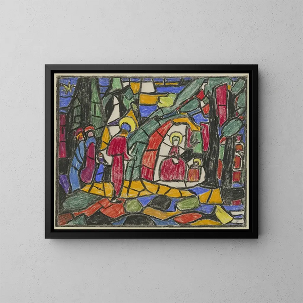 The Nativity - Adolf Hölzel — framed artwork on a wall