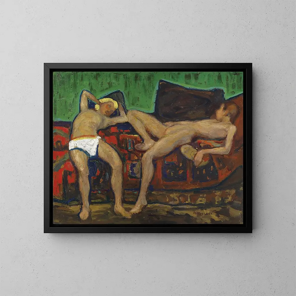 Deux nus reposants - Adolf Hölzel — framed artwork on a wall