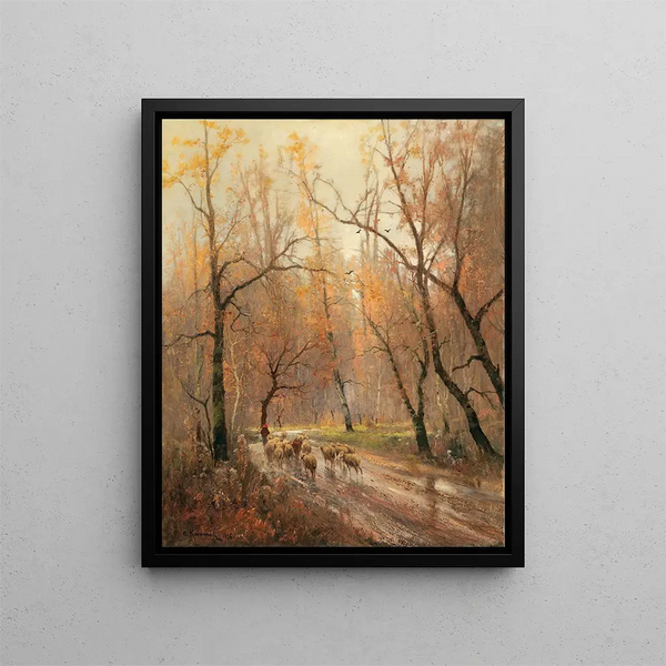 Bergère de retour à la maison - Adolf Kaufmann — framed artwork on a wall