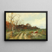 Zomerse landschap met grazende koeien - Adolf Kaufmann — ingelijst kunstwerk aan de muur