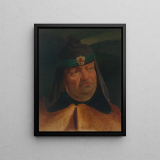 Adolf Schrdter - Studie des Kopfes eines Mannes mit Schmuckstirnband ber Kapuze.webp