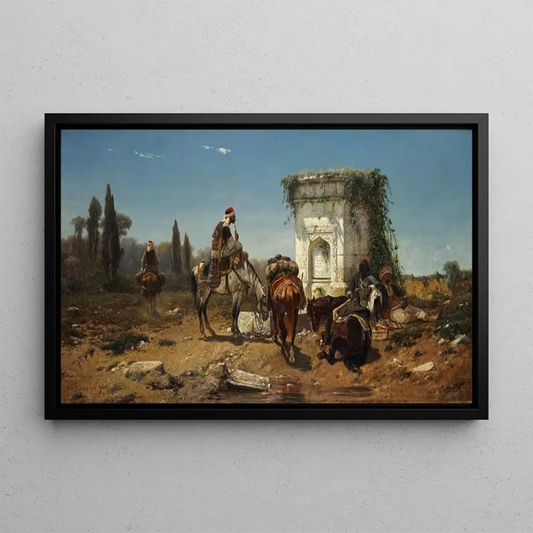 Adolf Schreyer - Arabs Resting by a Marble Fountain.webp