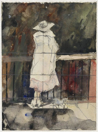 Adolf le Comte - Staande vrouw voor een balustrade op de rug gezien.webp