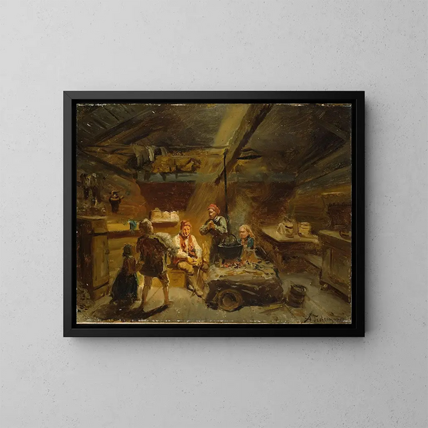 van een jongen die een ziek lammetje terugbrengt - Adolph Tidemand — ingelijst kunstwerk aan de muur