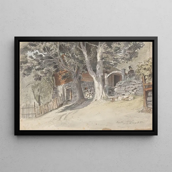 Hagestad prestegrd Ulvik i Hardanger - Adolph Tidemand — ingelijst kunstwerk aan de muur