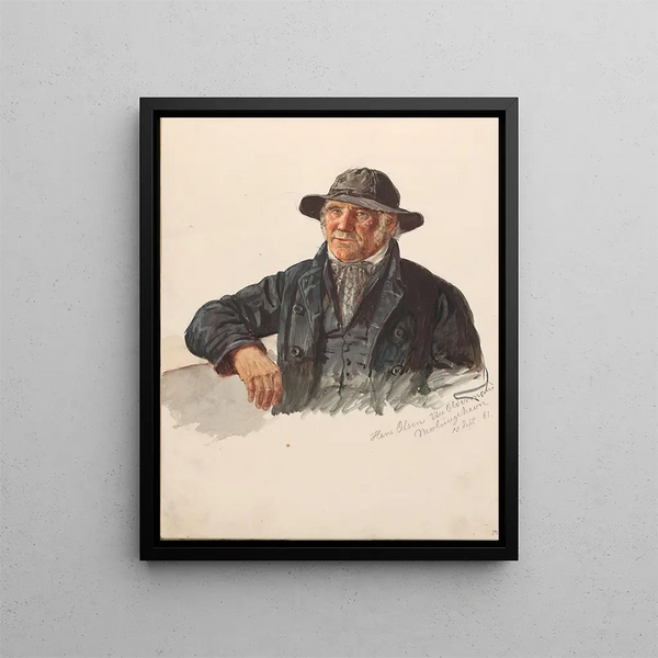 Hans Jacob Olsen Nevlunghavn - Adolph Tidemand — ingelijst kunstwerk aan de muur