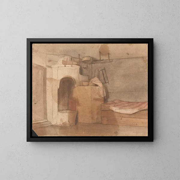 Binnen schilderij - Adolph Tidemand — ingelijst kunstwerk aan de muur