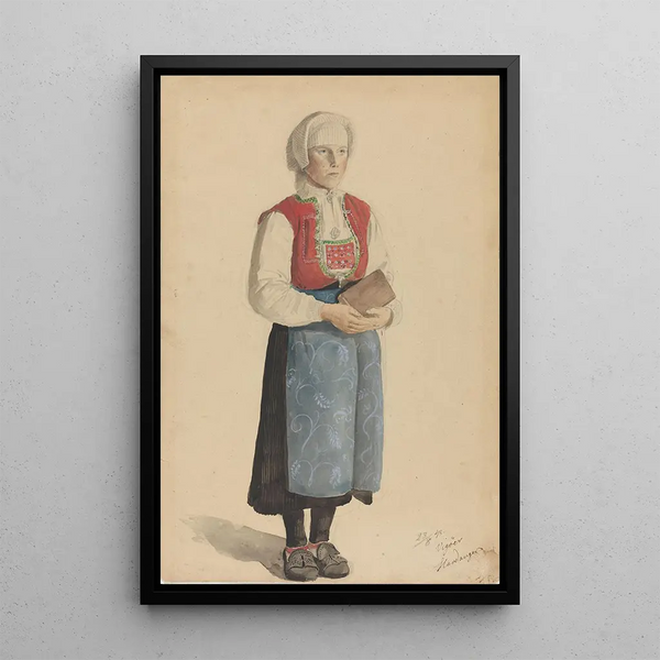 Reproductie van het schilderij Vrouw in traditioneel kostuum Viky - Adolph Tidemand