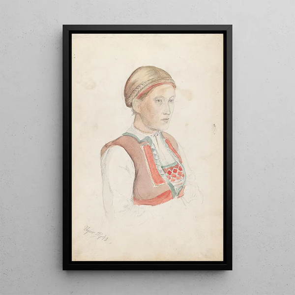 Vrouw in buste Viky - Adolph Tidemand — ingelijst kunstwerk aan de muur