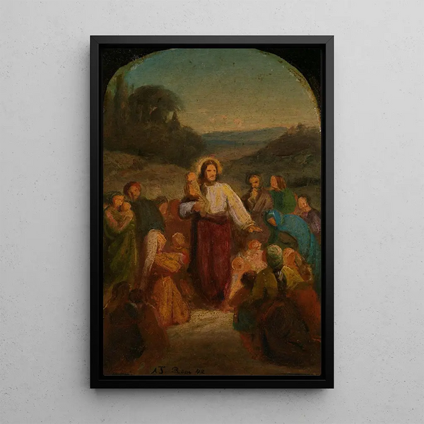 Laat de kleine kinderen tot mij komen - Adolph Tidemand — ingelijst kunstwerk aan de muur