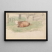 Veau Couché - Adolph Tidemand — ingelijst kunstwerk aan de muur