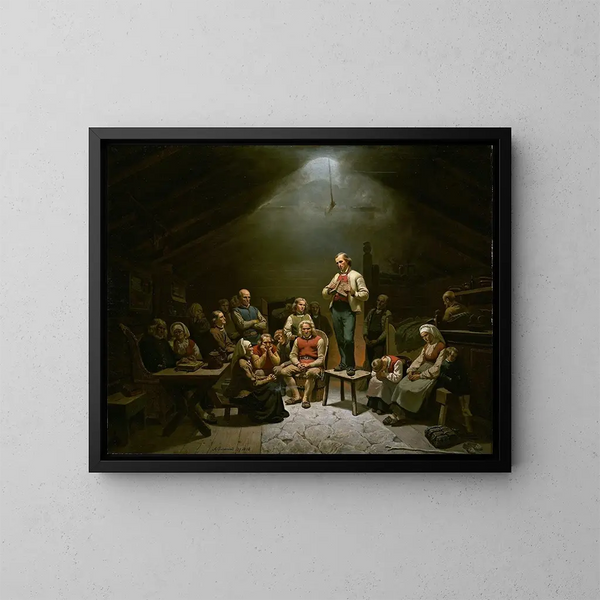 Devotion of the Lower Church - Adolph Tidemand — framed artwork on a wall