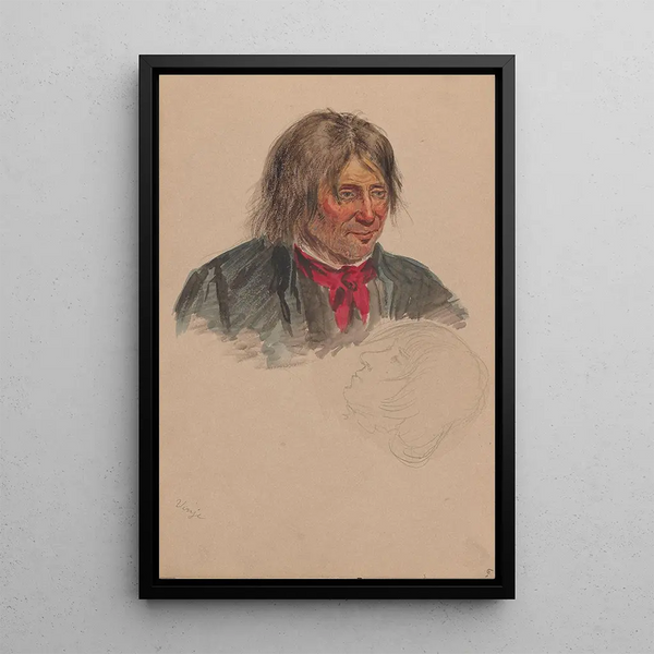 Reproductie van het schilderij portret van een man Vinje hoofd van een man - Adolph Tidemand