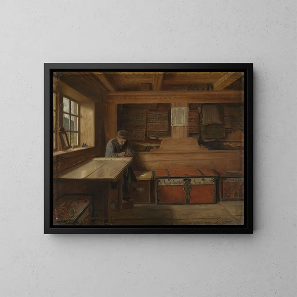 Old storeroom at Viky - Adolph Tidemand — framed artwork on a wall